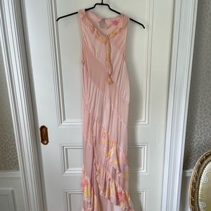 Roberto cavalli pink ruffle maxi